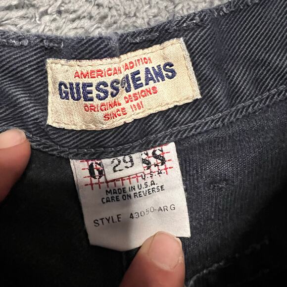 Vintage Guess Jeans Mens 29 Blue Chino Denim USA Made Pants High Rise - Picture 5 of 10